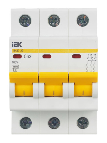 Выключатель автоматический модульный ВА47-29 3Р 63А 4,5кА х-ка С IEK