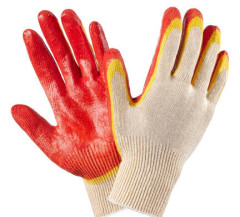 460 Перчатка х/б 13кл  с двойным лат.покр.Красная  ALG 10шт.(250шт.)