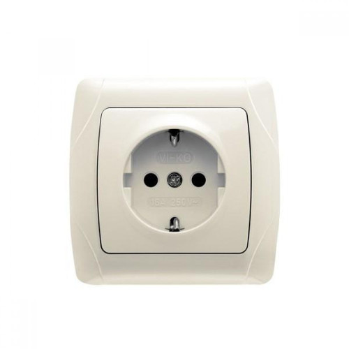 розетка 1-ная, с з/к, Carmen кремовая   (уп./12шт.)