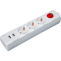 Удлинитель Navigator 61 455 NPE-USB01-03-180-ESC-3X1 с/з выкл.3 гн.1.8м USB2.1A