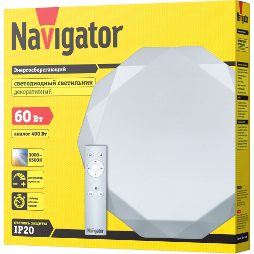 Светильник Navigator 61 661 NBL-RC01-60-MK-IP20-LED алмаз