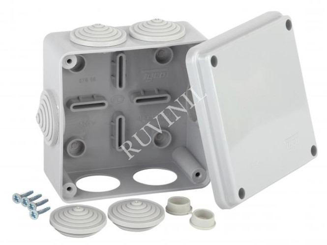 Коробка расп. для о/п, 100х100х50мм   6вводов, IP54 Тусо.  (уп. 48 шт.)
