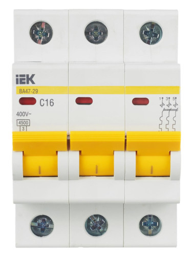 Выключатель автоматический модульный ВА47-29 3Р 16А 4,5кА х-ка С IEK