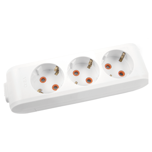 Колодка 3-гнезда с/з, со шторками (защита от детей) Multilet VIKO