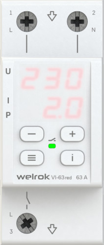 Реле напряжения с контролем тока WELROK VI-63 red