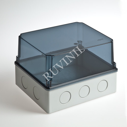 Коробка расп. для о/п и монтажа приборов, 247х199х165мм(проз.кр) 10вводов,IP55 Тусо. (уп. 4 шт.)