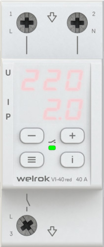 Реле напряжения с контролем тока WELROK VI-40 red