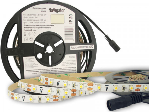 СД Лента Navigator 71 402 NLS-3528WW60-4.8-IP20-12V R5