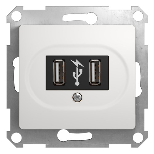 Розетка Glossa, USB 5B 2x710мА белая