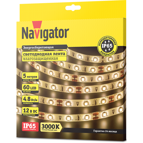 СД Лента Navigator 71 403 NLS-3528WW60-4.8-IP65-12V R5