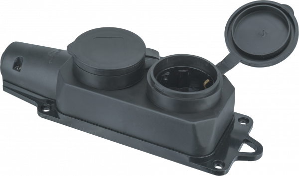 Колодка Navigator 61 371 NCA-BLR2-02-16A-E-IP44-BL 2гн с/з каучук черная