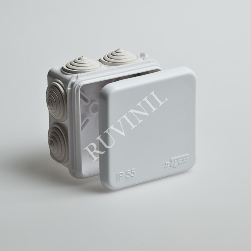 Коробка расп. для о/п, 70х70х40мм  (белая)   7вводов, IP55   (уп. 162 шт.) Тусо.