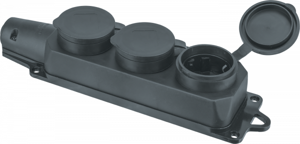 Колодка Navigator 61 372 NCA-BLR2-03-16A-E-IP44-BL 3гн с/з каучук черная