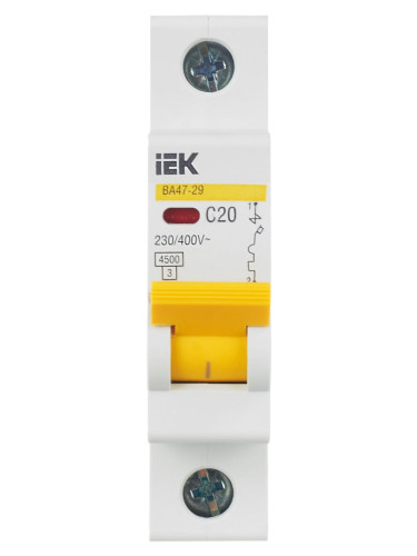 Выключатель автоматический модульный ВА47-29 1Р 20А 4,5кА х-ка С IEK
