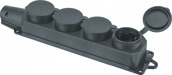 Колодка Navigator 61 373 NCA-BLR2-04-16A-E-IP44-BL 4гн с/з каучук черная