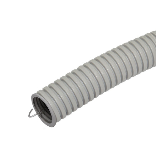 Труба гофр.25мм ПВХ (серая) с зондом легкая   Dвнутр.=18,3мм (уп. 50 м.)