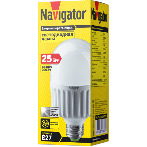 лампа E27 NLL T75 25W 840 230V (форма: овал, большой мощности) Navigator | 10шт./уп.