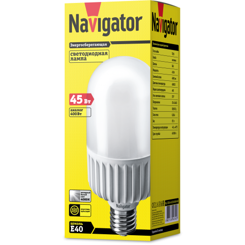 лампа E40 NLL T105 45W 840 230V (форма: овал, большой мощности) Navigator | уп.20/10/1(шт.)