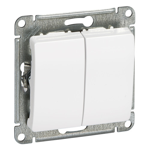 Выключатель Glossa 2-клавишный 10А, белый (max 4320)