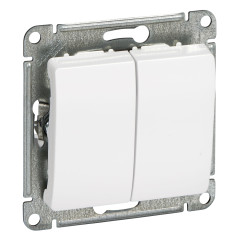 Выключатель Glossa 2-клавишный 10А, белый (max 4320)