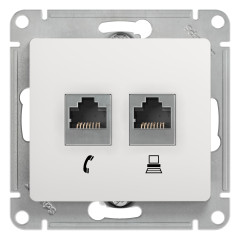 Розетка Glossa 2-ная 1хRJ45+1хRJ11, кат.5E, белая