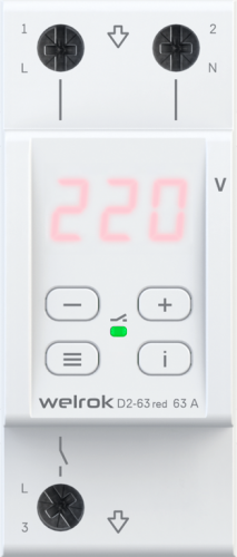 Реле напряжения WELROK D2-63 red
