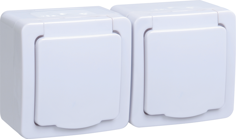 Розетка 2м.с з/к о/у IP54 РСб22-3-ГПБб (цвет крышки:белый) ГЕРМЕС PLUS