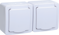 Розетка 2м.с з/к о/у IP54  РСб22-3-ГПБб (цвет крышки:белый) ГЕРМЕС PLUS