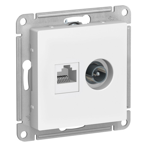 Розетка компьютерная + телевизионная 2-м AtlasDesign RJ45 кат.5E + TV механизм бел. ATLASDESIGN