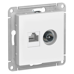 Розетка компьютерная + телевизионная 2-м AtlasDesign RJ45 кат.5E + TV механизм бел. ATLASDESIGN