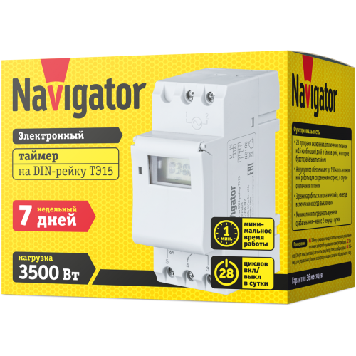 Таймер Navigator 61 559 NTR-E-D01-GR на DIN-рейку электрон.