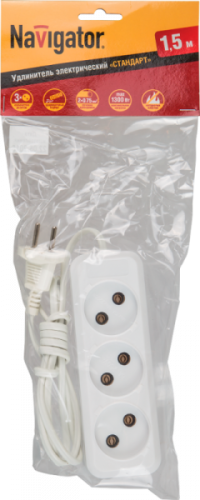 Удлинитель Navigator 71 448 NPE-S1-03-150-X-2x0.75 б/з 3 гн. ШВВП 1.5м