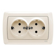 розетка 2-ная, с з/к, Carmen кремовая   (уп./10шт.)