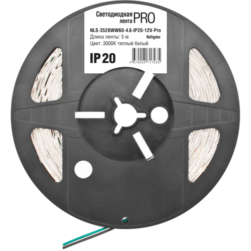 СД Лента Navigator 71 703 NLS-3528WW60-4.8-IP20-12V-Pro R5 (Теплый белый ш.8)