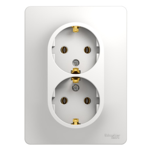Розетка Glossa 2-ная 2х(2К+З) 16А, белая (max 3360)