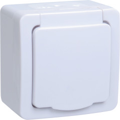 Розетка 1м.с з/к о/у IP54  РСб20-3-ГПБб (цвет крышки:белый) ГЕРМЕС PLUS