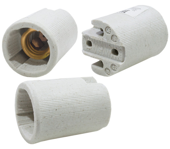 патрон для ламп подвесной Е14 керамич.(контакт латунь)