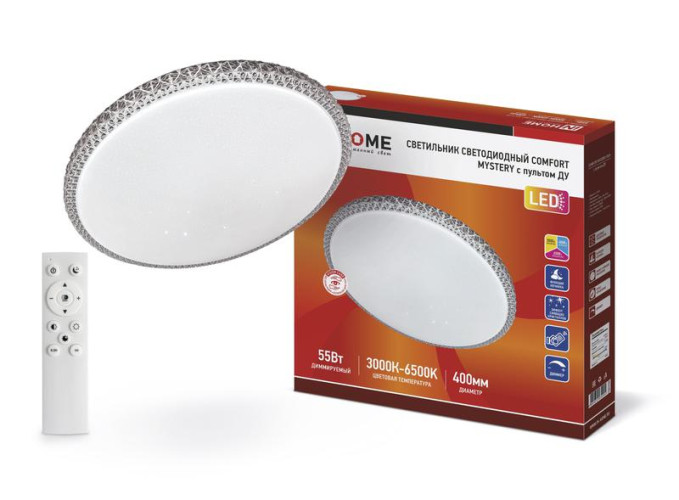 Светильник сд 55Вт 3000-6500К 4400Лм 400х70мм с пультом ДУ COMFORT MYSTERY IN HOME
