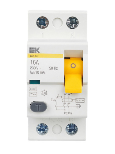 Выключатель дифференциальный УЗО ВД1-63 2Р 16А 30мА тип АС IEK