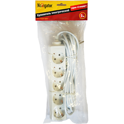 Удлинитель Navigator 94 187 NPE-S-05-500-E-3x1 с/з 5 гн. 5м