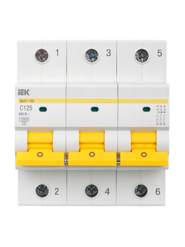 Выключатель автоматический модульный ВА47-150 3Р 125А 15кА х-ка C IEK