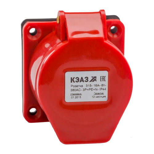 Розетка фланцевая (внутр. силовая) 315-16А-6h-380AC-3P+PE+N-IP44  (уп./5шт)