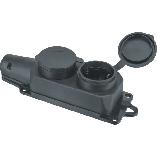 Колодка Navigator 61 371 NCA-BLR2-02-16A-E-IP44-BL 2гн с/з каучук черная