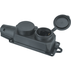 Колодка Navigator 61 371 NCA-BLR2-02-16A-E-IP44-BL 2гн с/з каучук черная