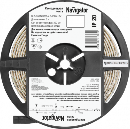 СД Лента Navigator 71 762 NLS-3528СW60-4.8-IP20-12V R5