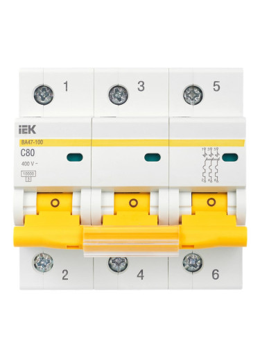 Выключатель автоматический ВА47-100 3P 80А 10кА С IEK