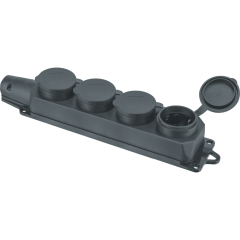 Колодка Navigator 61 373 NCA-BLR2-04-16A-E-IP44-BL 4гн с/з каучук черная