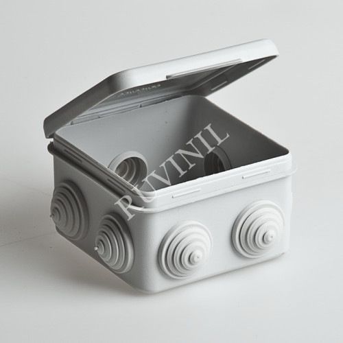 Коробка расп. для о/п, 80х80х50мм  (откид.крышка)  7 вводов, IP54 (уп. 90 шт.) Тусо.