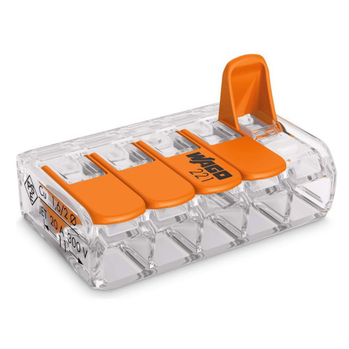 Клеммы WAGO 221-415 (5х4,0мм2 с рычажком) (уп. 25шт) (нов. арт. v-87773)