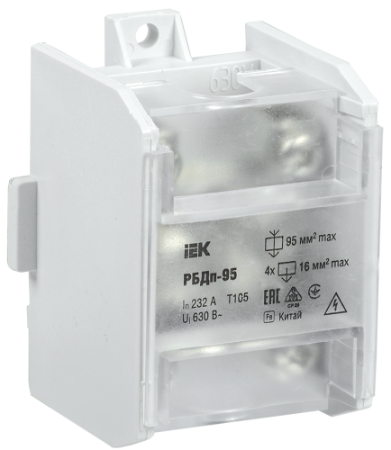 Распределительный блок проходной РБДп-95 232/100А DIN 1х95-4х6мм ИЭК
